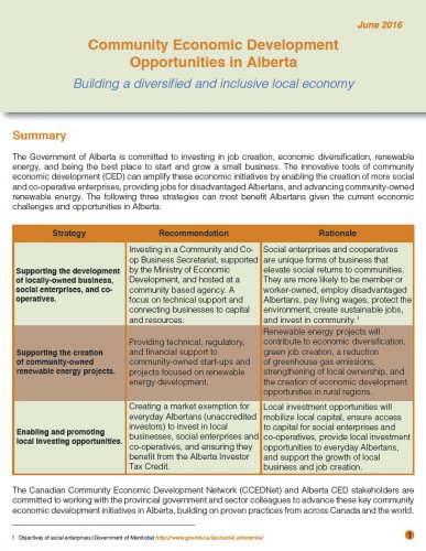 Community Economic Development Opportunities in Alberta